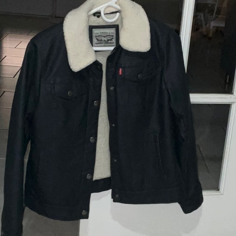 Levi's Blue Bomber Jacket with Sherpa Collar